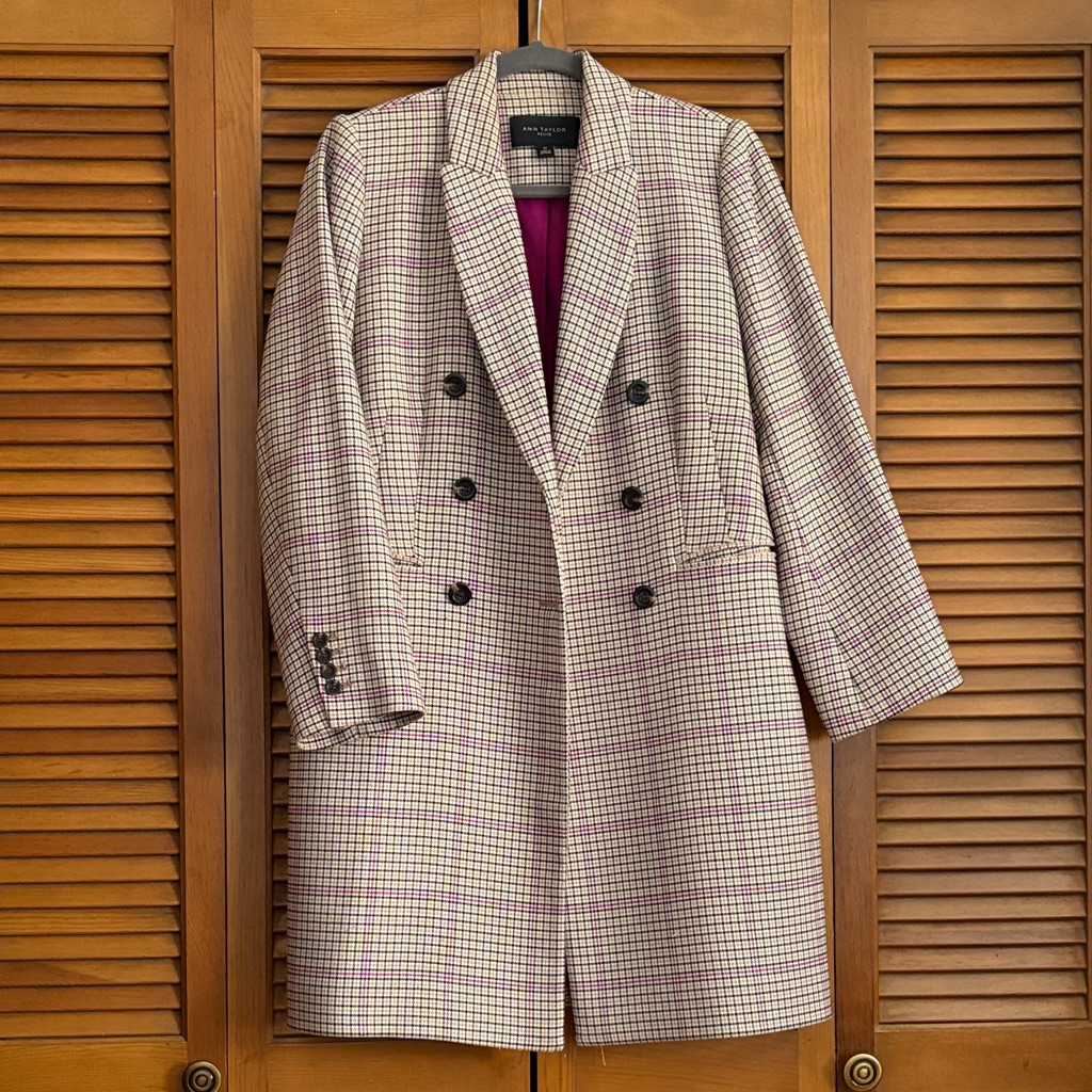 Ann Taylor Petite Houndstooth Jacket In Cream And Blush